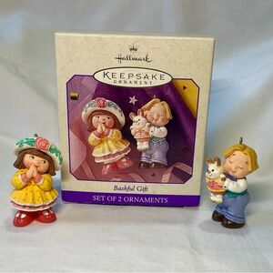 Hallmark Bashful Gift Keepsake Ornament 1998 2 pc Set Boy Girl Spring Easter